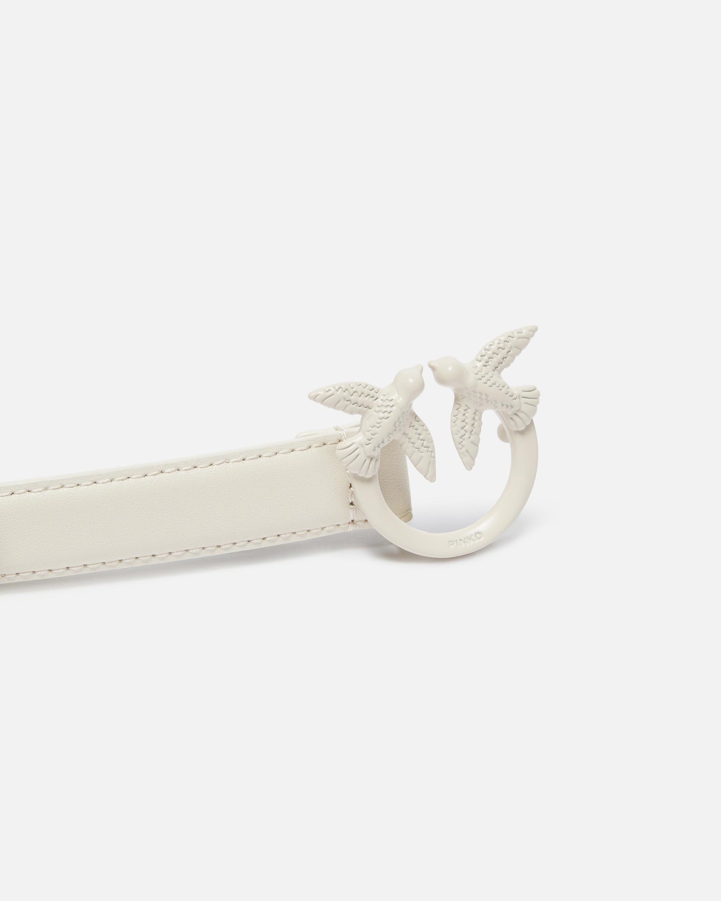 Thin colour-block Love Birds leather belt 2cm