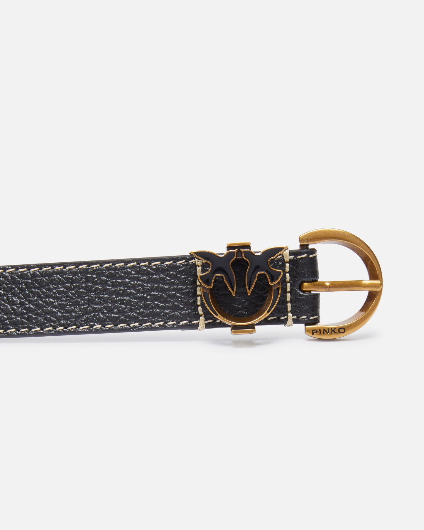 Tumbled leather belt with Love Birds detail, 2.5 cm