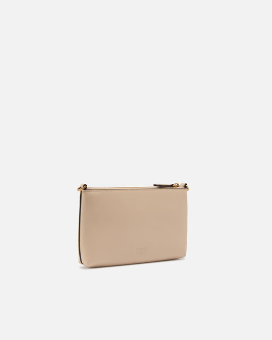 Flat leather clutch with Love Birds logo