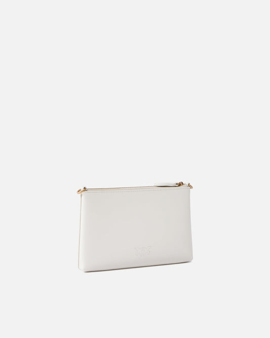 Flat leather clutch with Love Birds logo