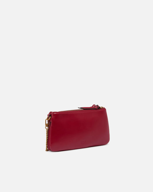 Leather Mini Double Bag with shoulder strap