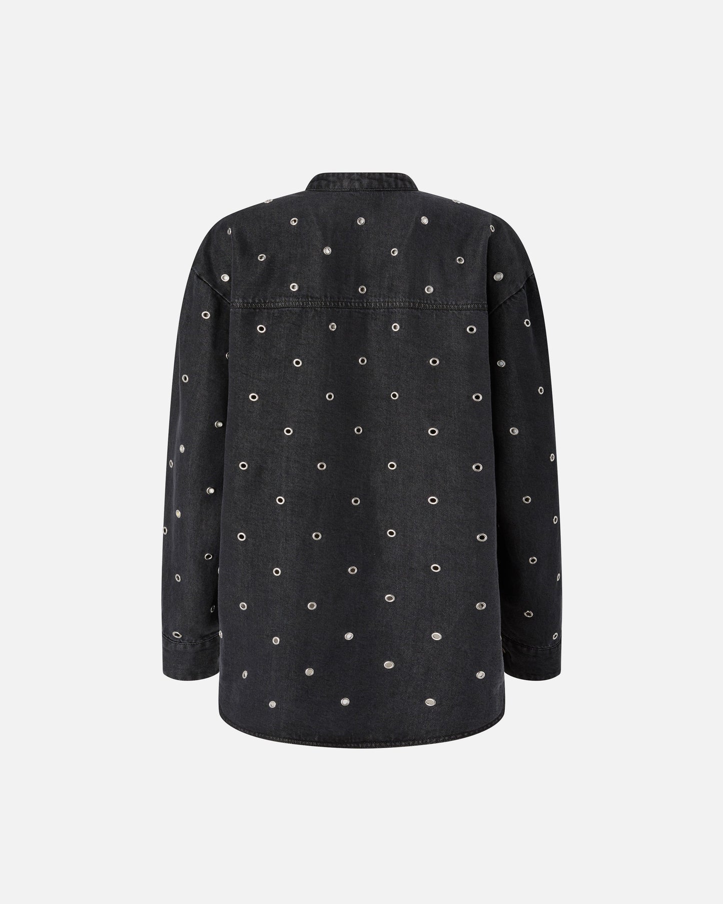 Dark denim blouse with eyelets