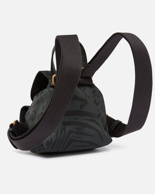 Small nylon backpack with animal print