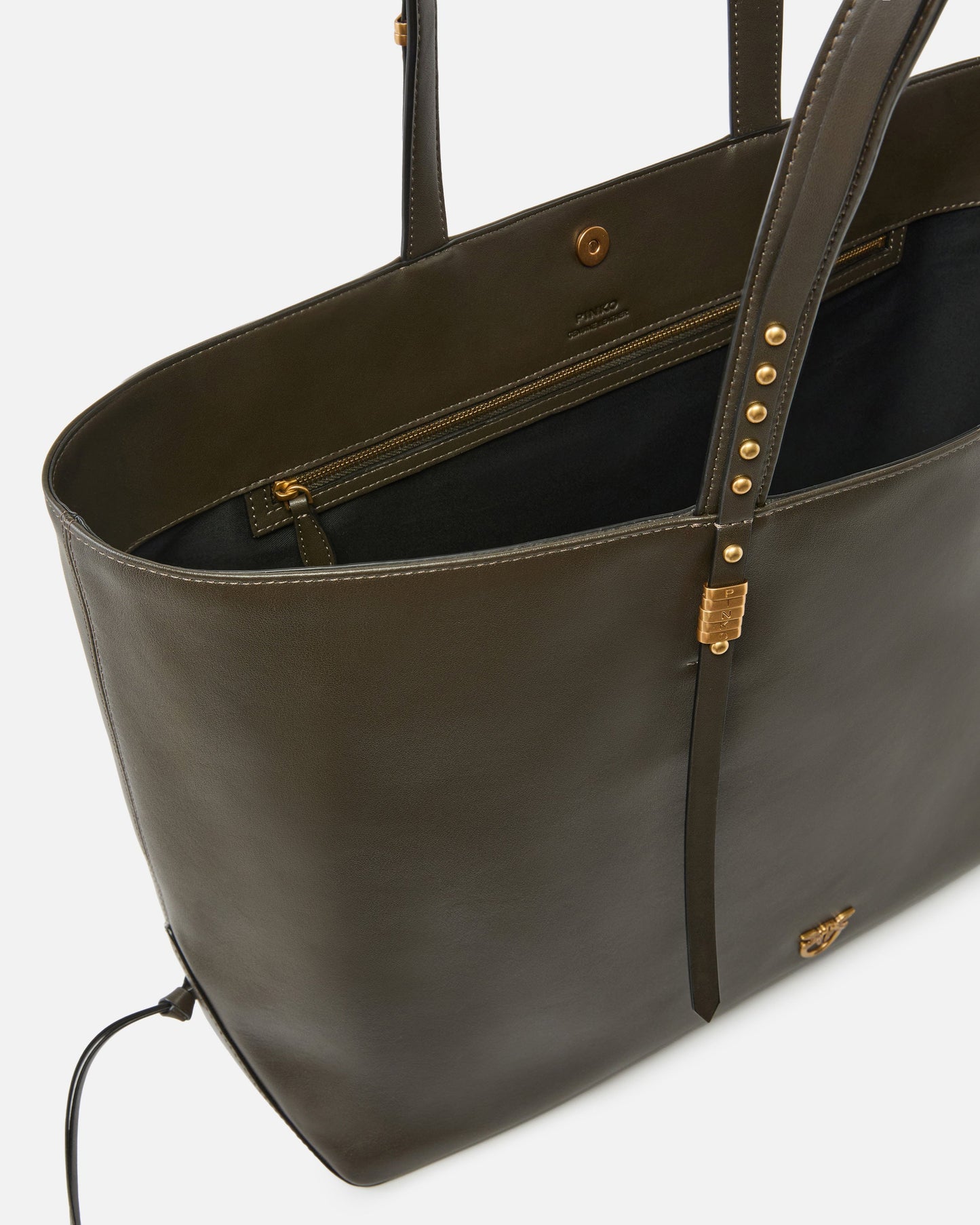 Medium leather shopper bag with metal details