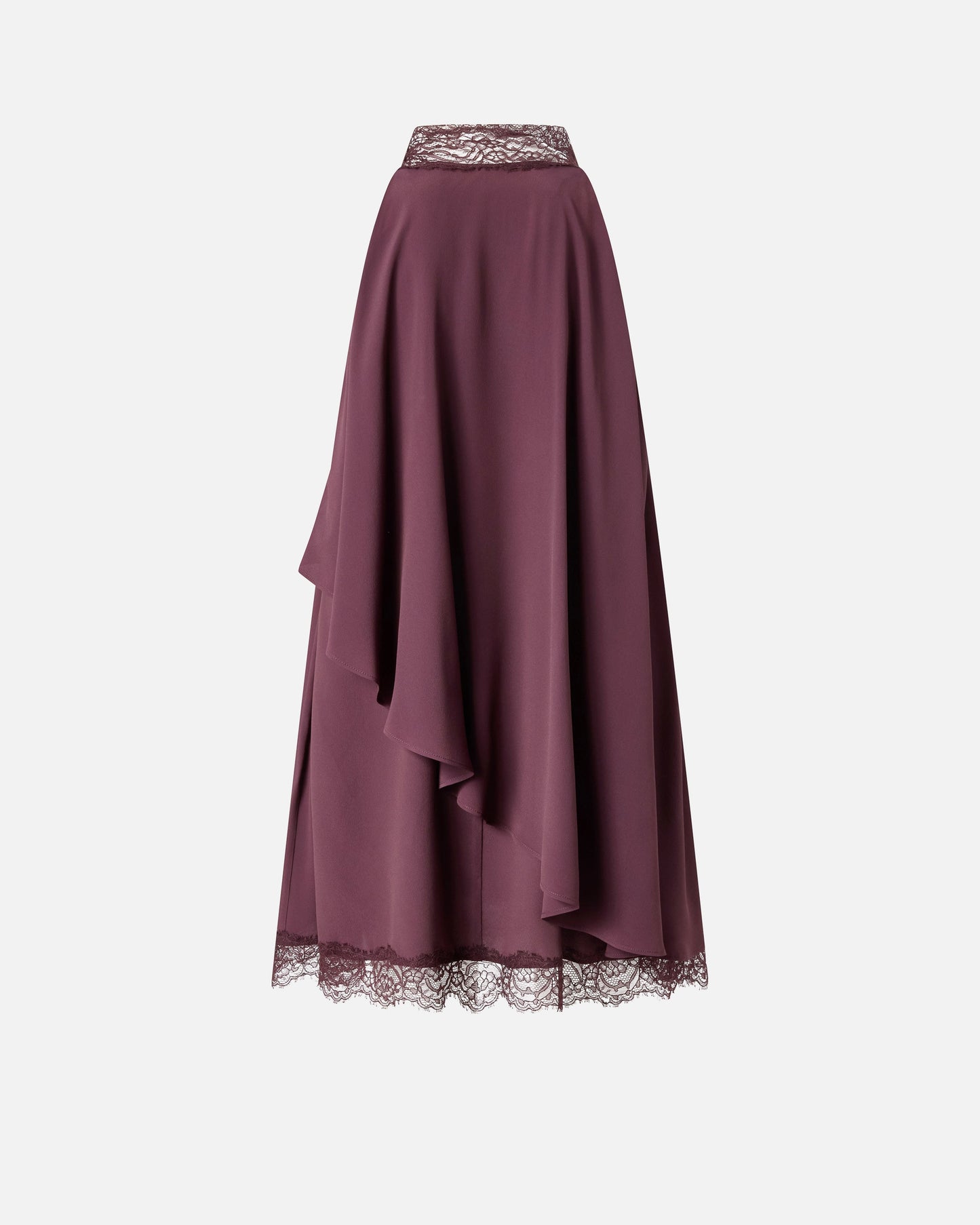 Dress in crêpe de Chine with lace inserts