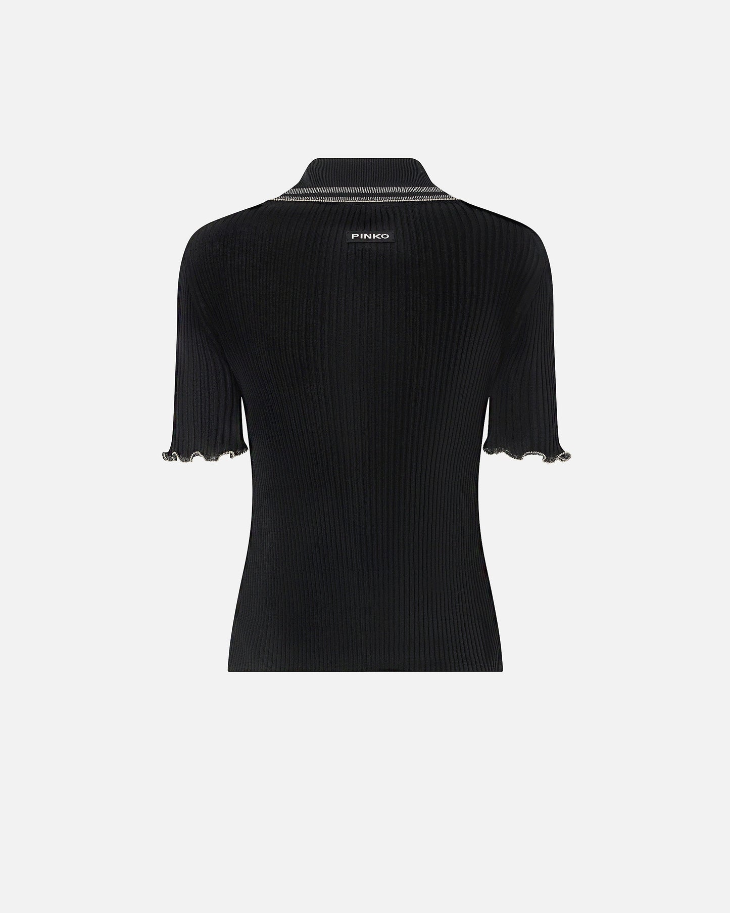 Ribbed sweater with jewel edges