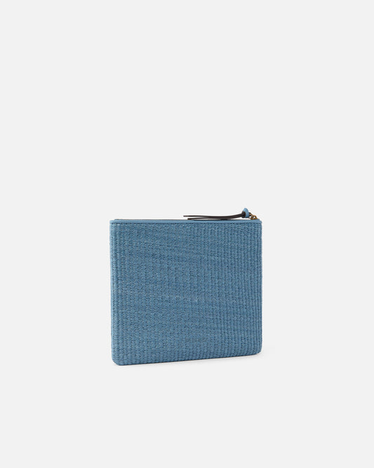 Raffia clutch with Love Birds logo
