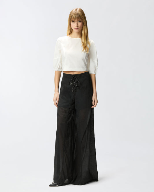 Cropped backless blouse