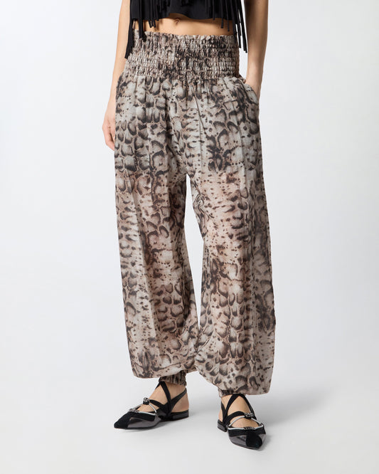 Wide-leg trousers with snake print