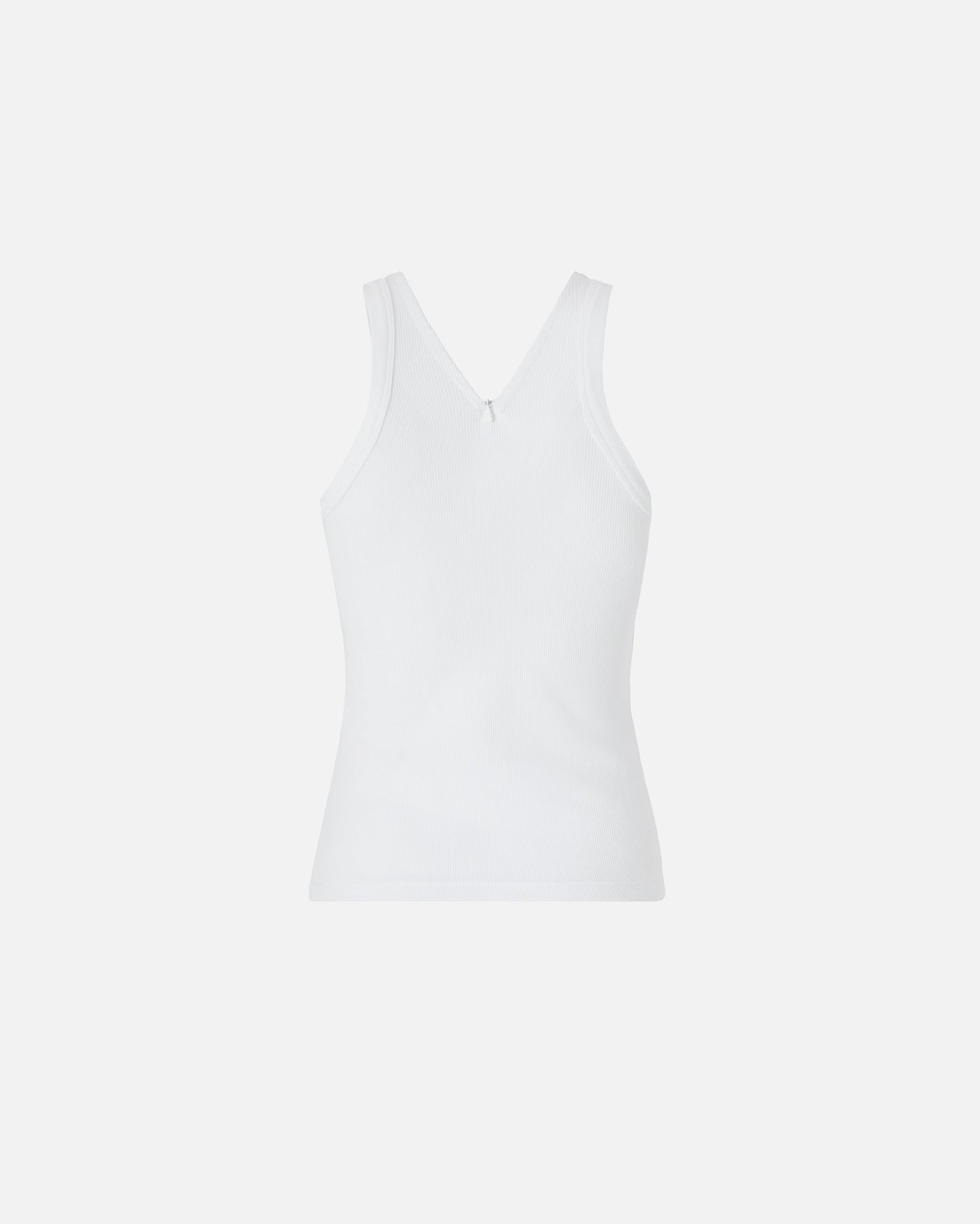 Rib-knit tank top with V-neck and logo