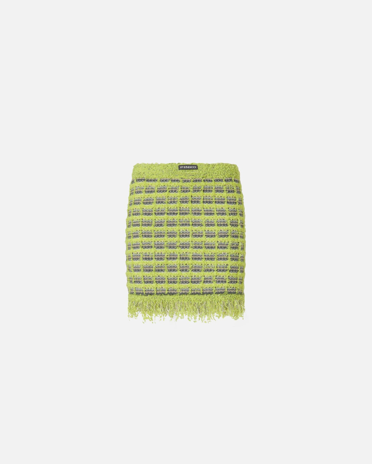Mini skirt in basketweave and frayed knit