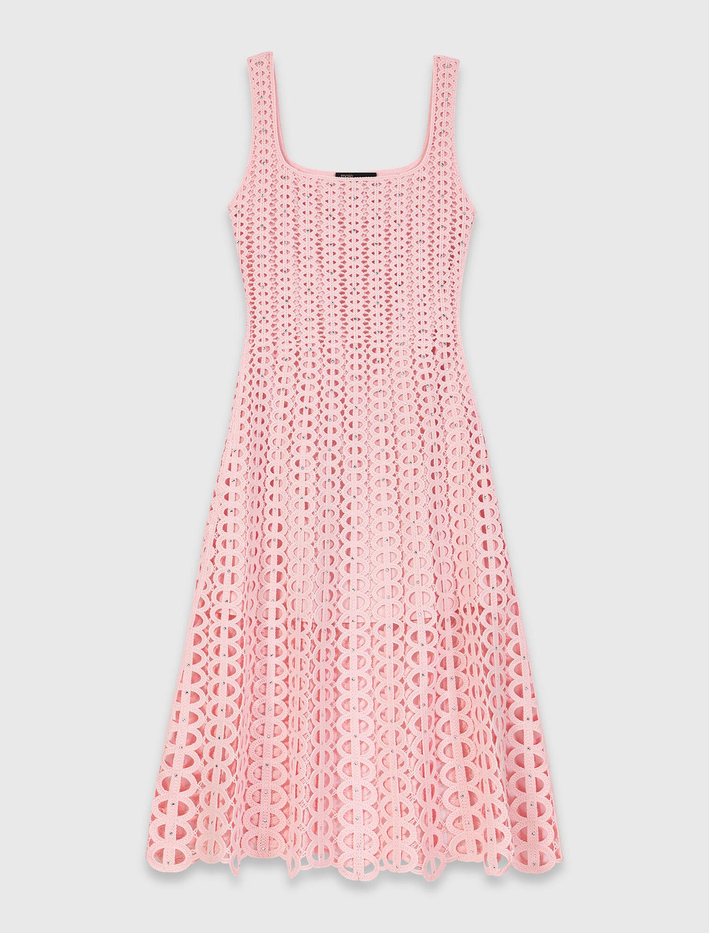 Rhinestone crochet midi dress