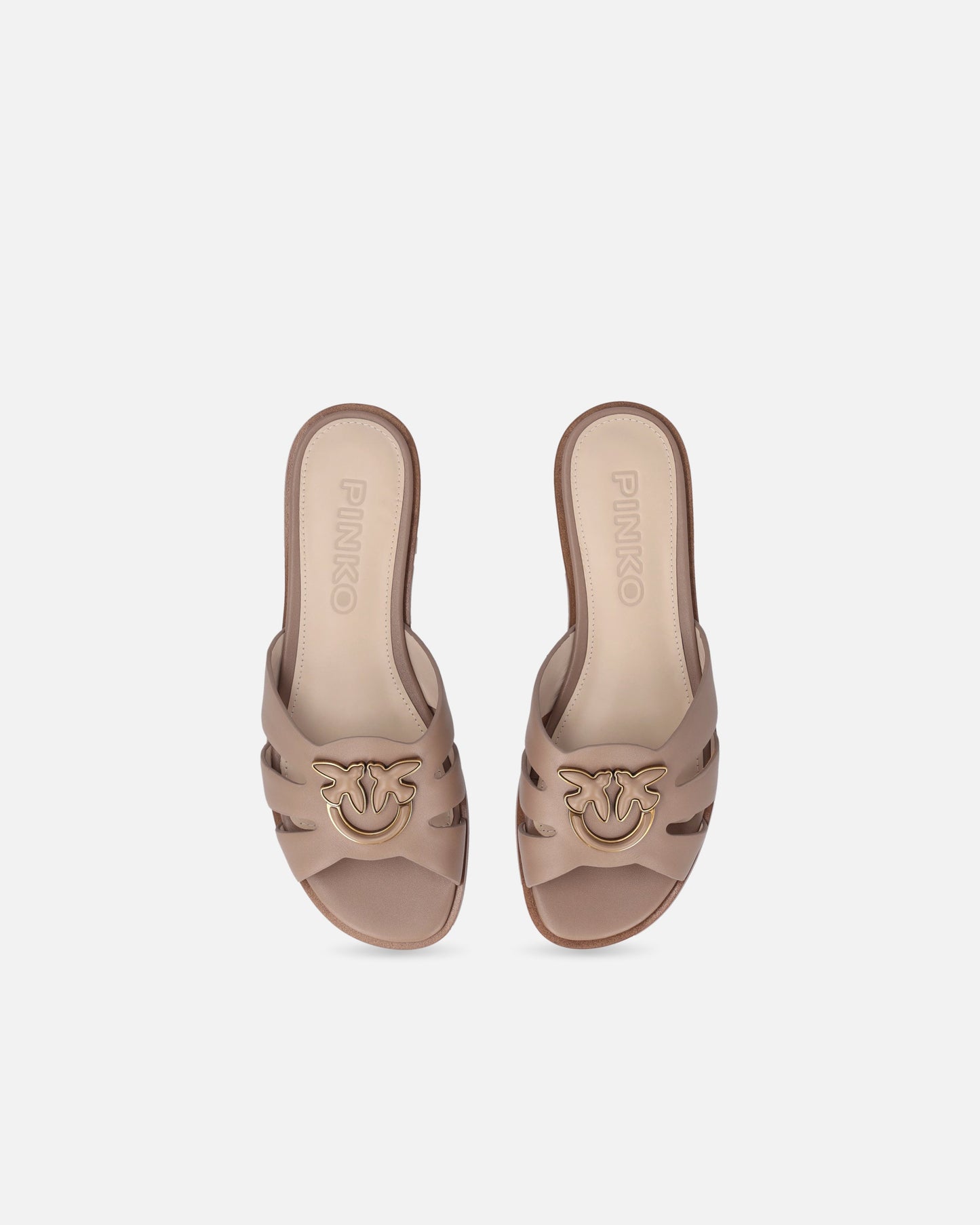 Leather slip-on sandals with Love Birds logo