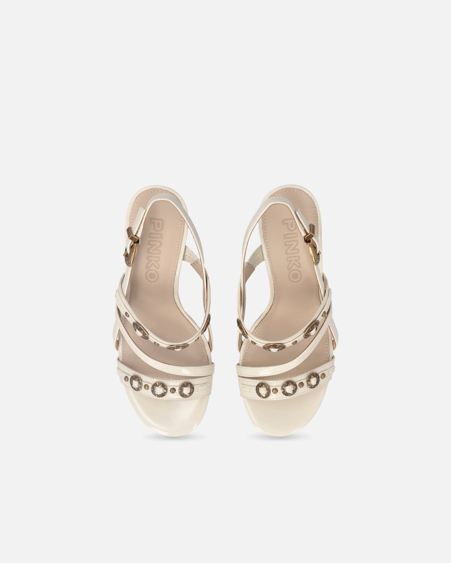 High slingback sandals with straps and studs
