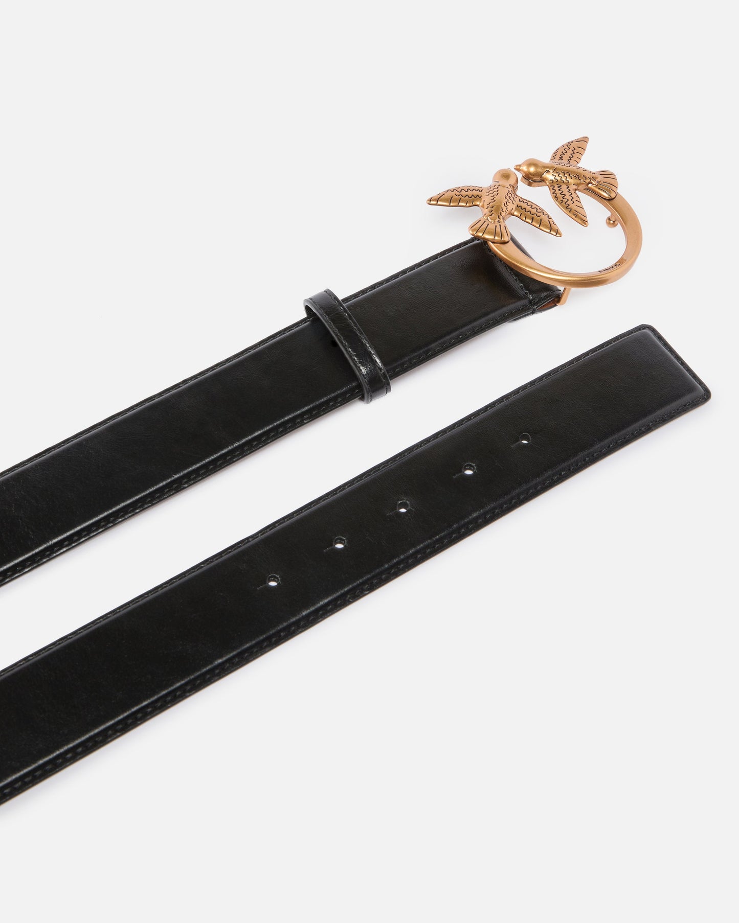 Leather belt with Love Birds buckle, 4 cm