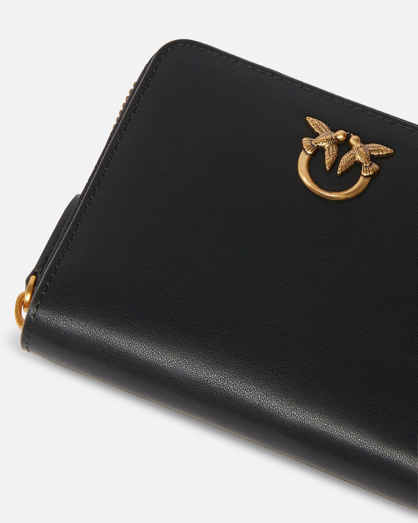 Square leather zip-around purse