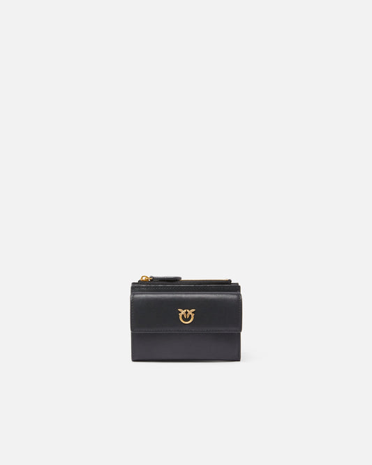 Compact small wallet in smooth leather with logo