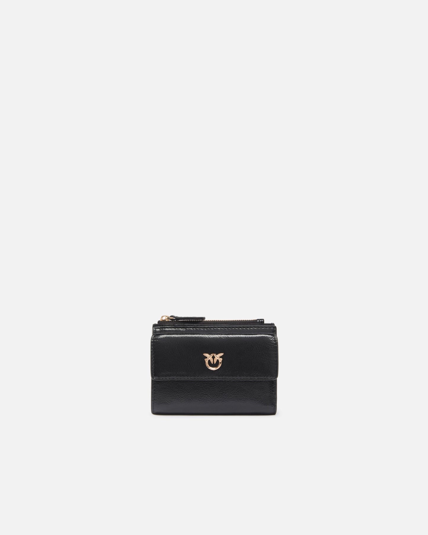 Compact small wallet in shiny leather with logo