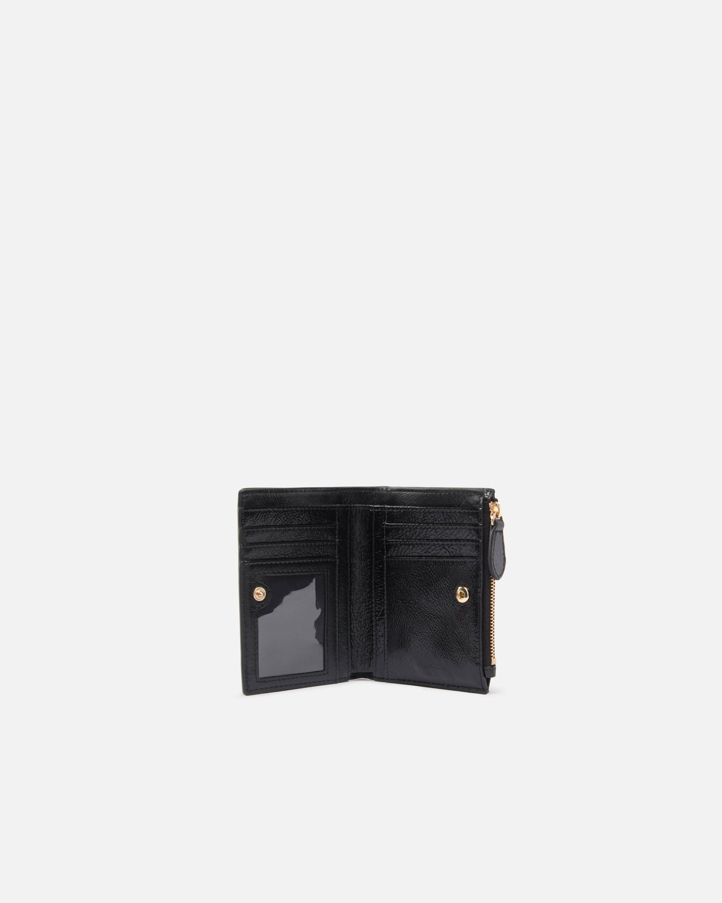 Compact small wallet in shiny leather with logo