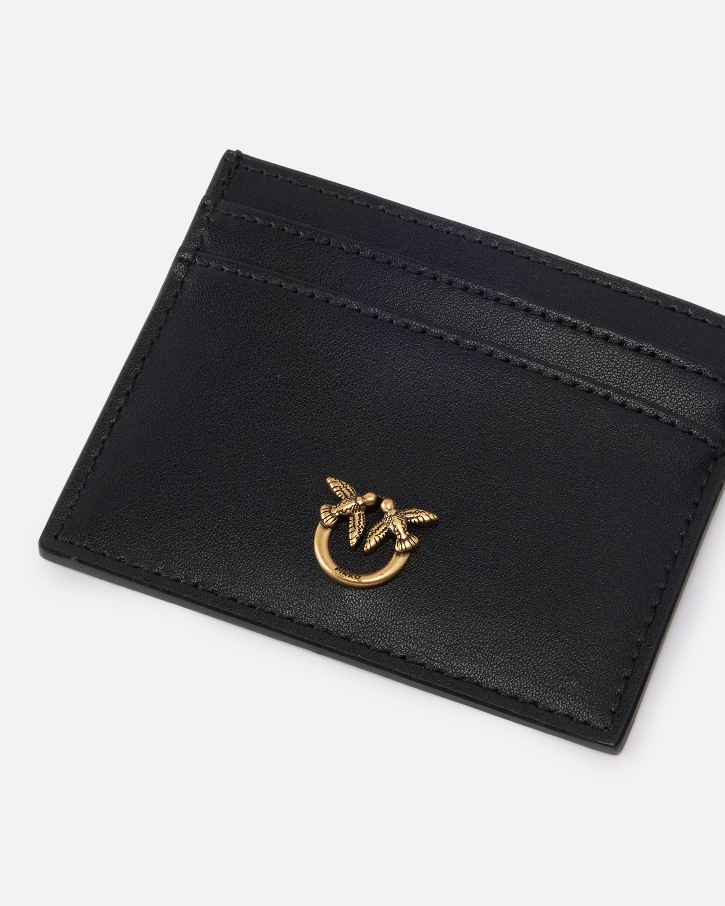 Leather card holder with Love Birds logo