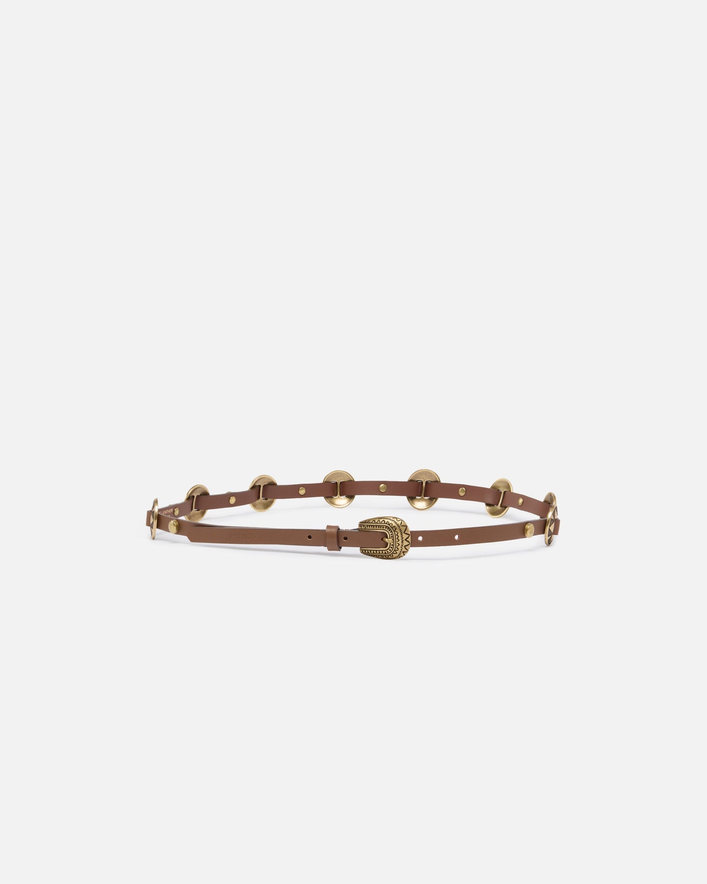 Thin belt with engraved metal plates 1cm