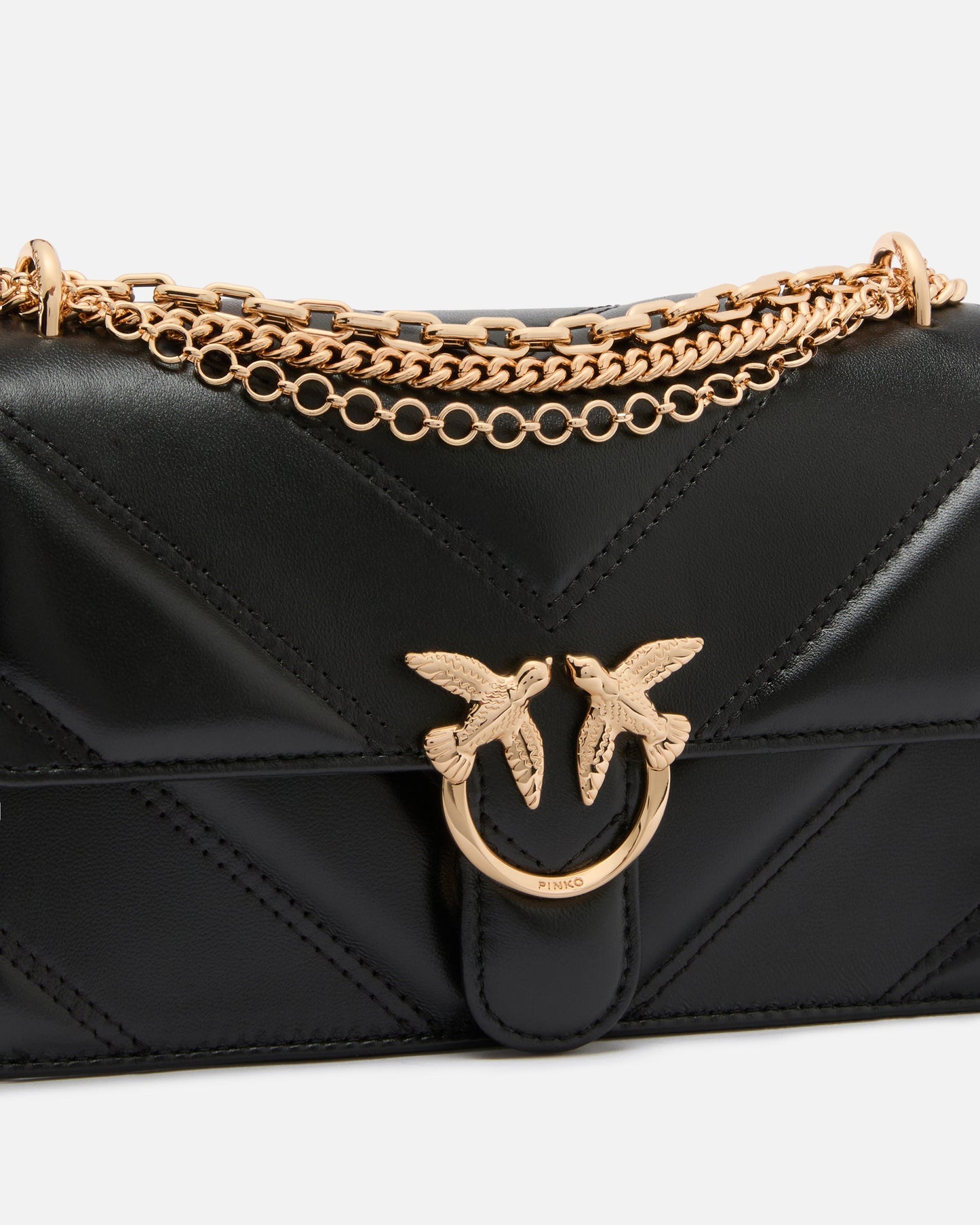 Mini Love Bag One shoulder bag in chevron leather and nappa with triple chain