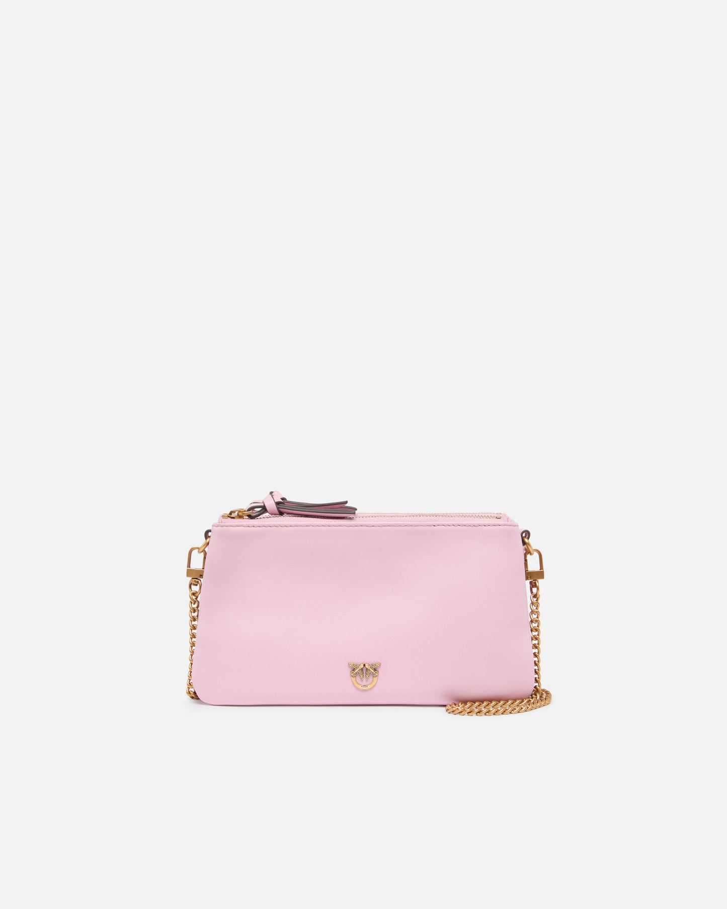 Leather Mini Double Bag with shoulder strap