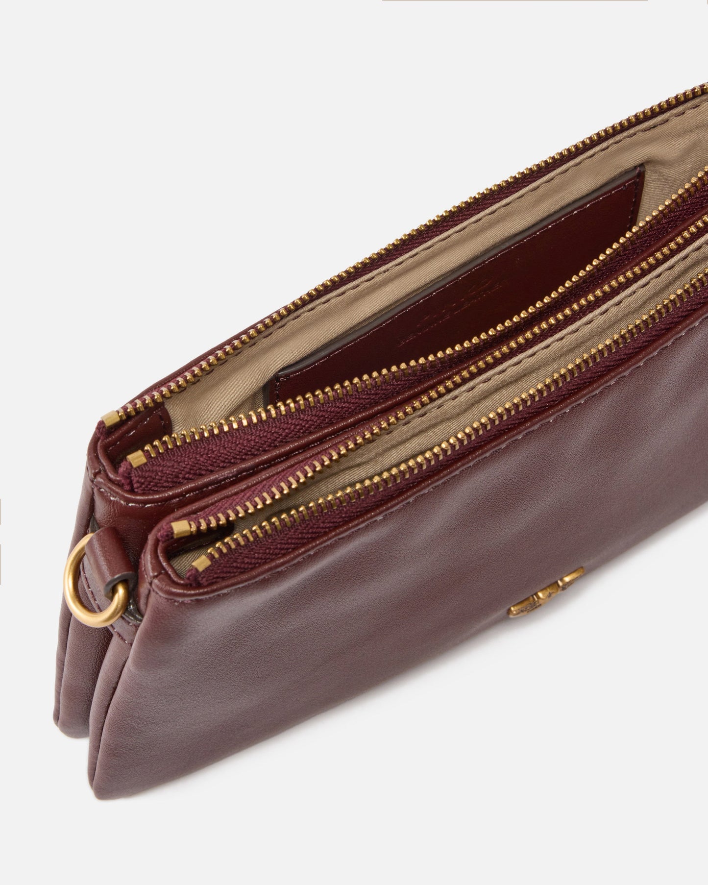Leather Mini Double Bag with shoulder strap