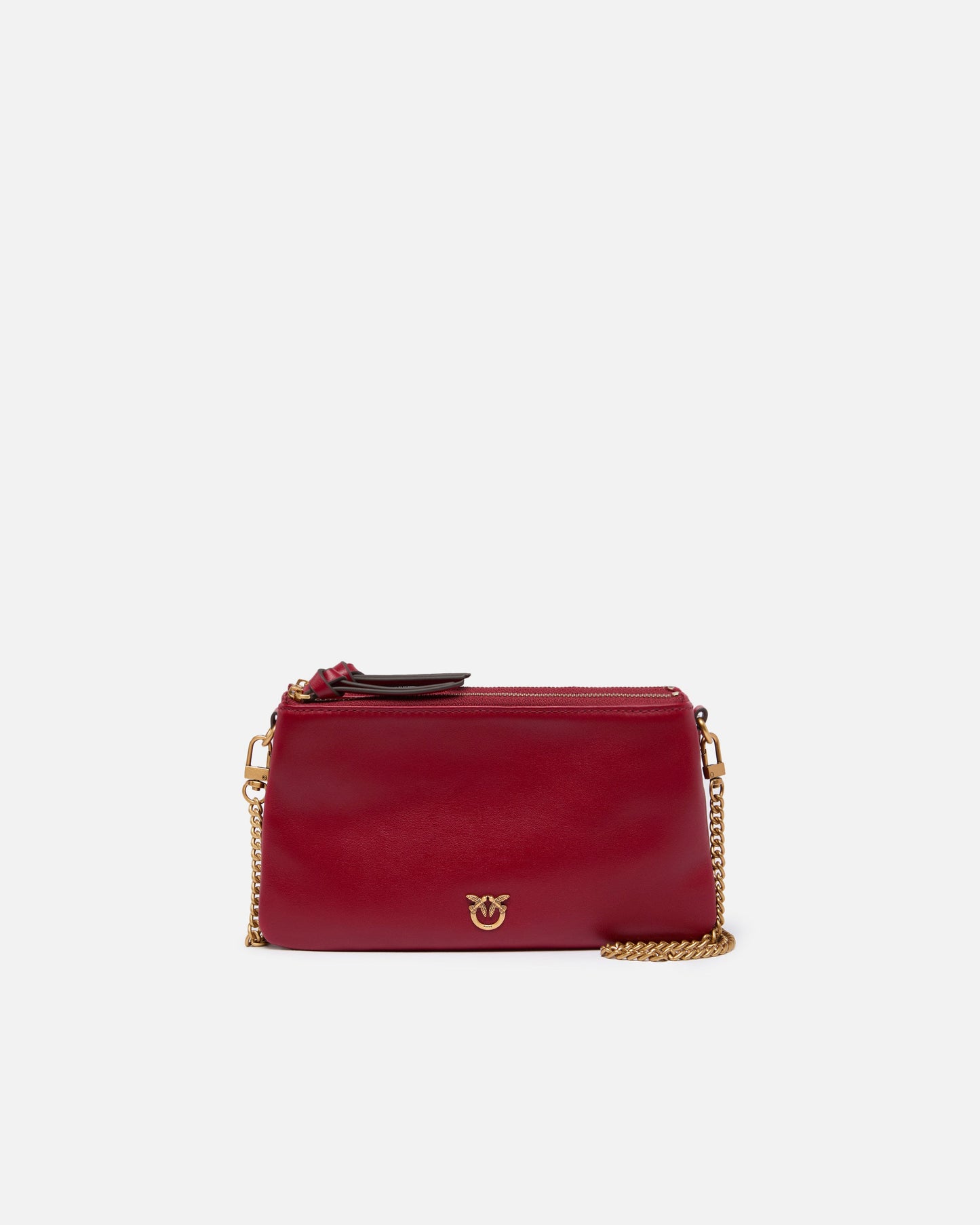 Leather Mini Double Bag with shoulder strap