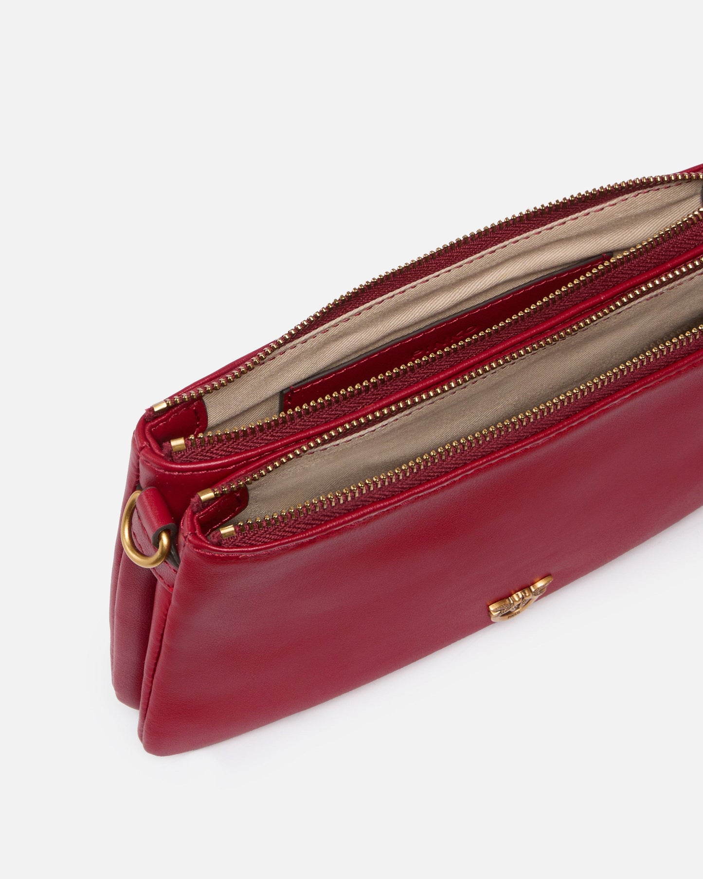 Leather Mini Double Bag with shoulder strap