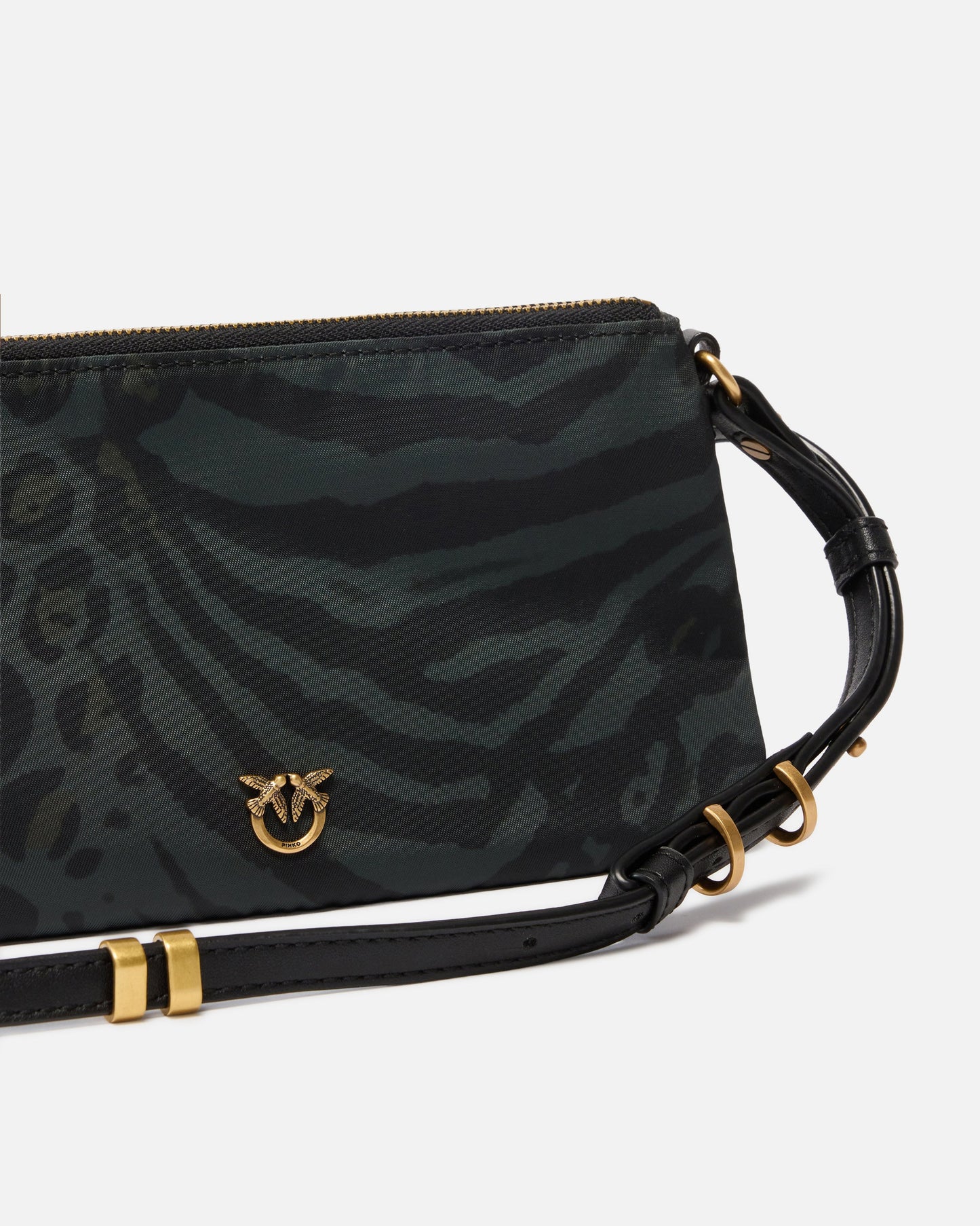 Double Bag Mini small crossbody bag in nylon with animal print