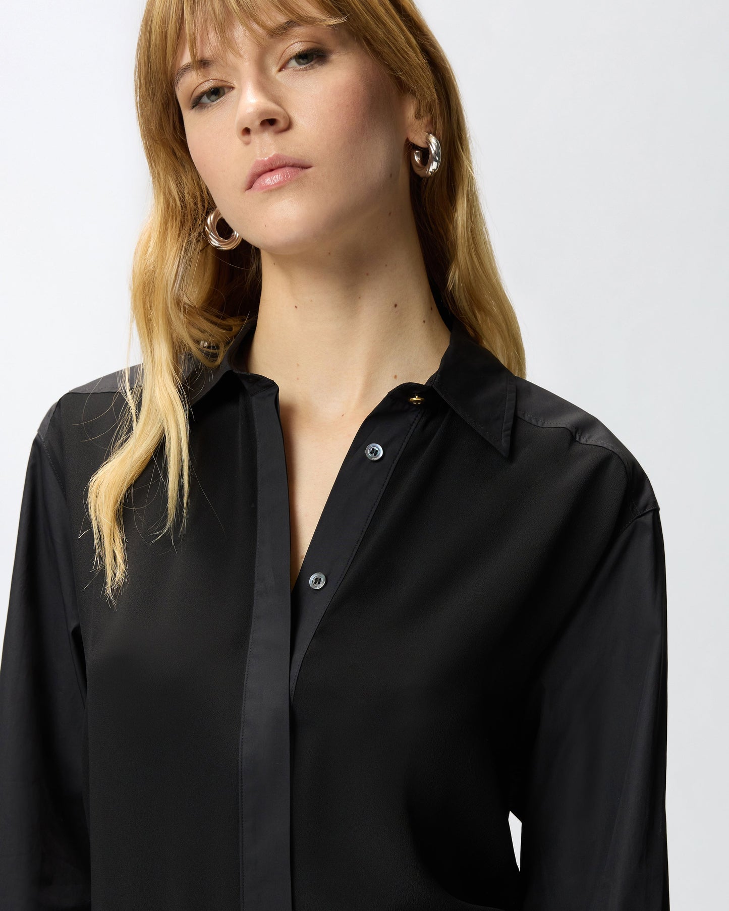 Poplin and crêpe shirt