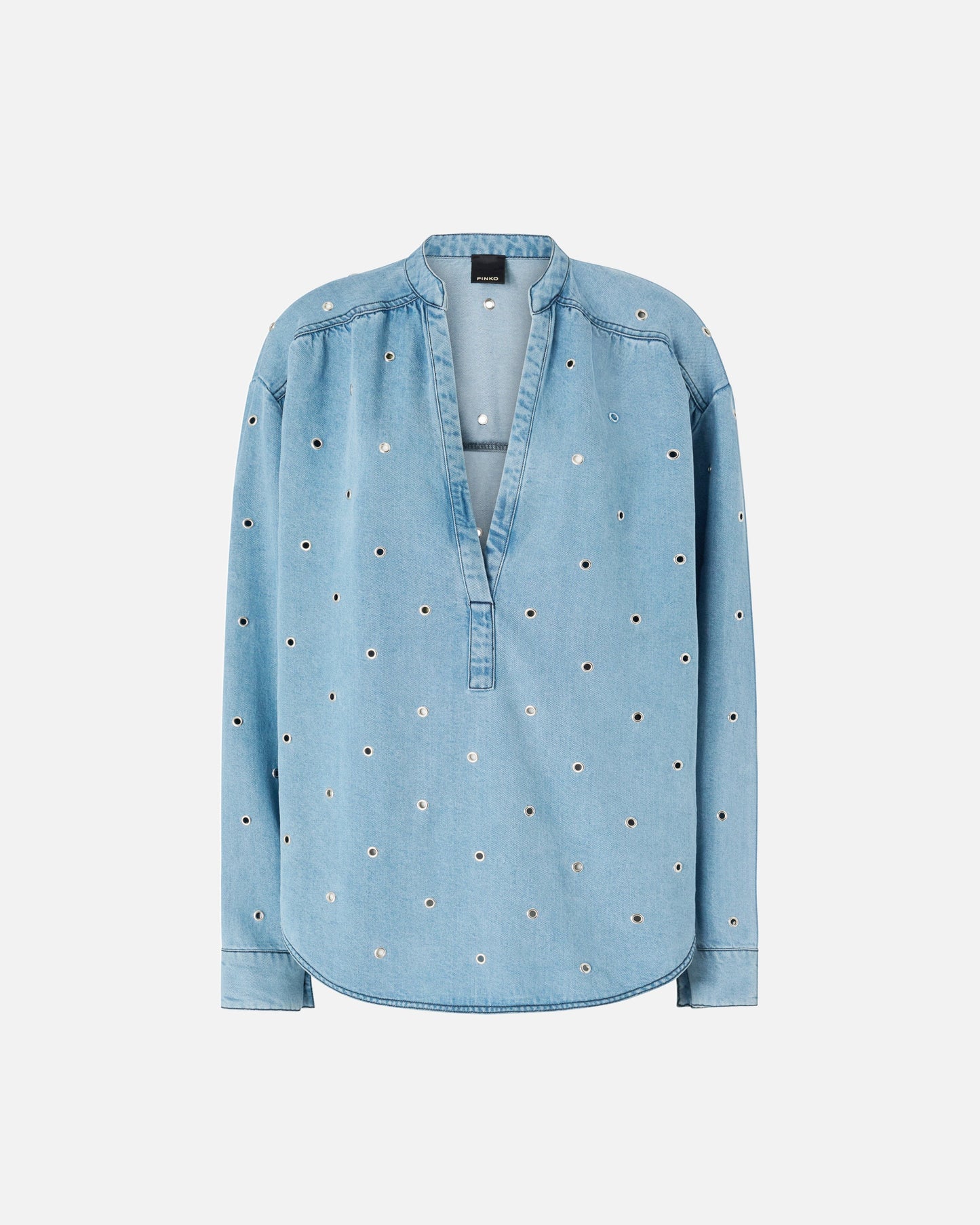 Denim blouse with eyelets
