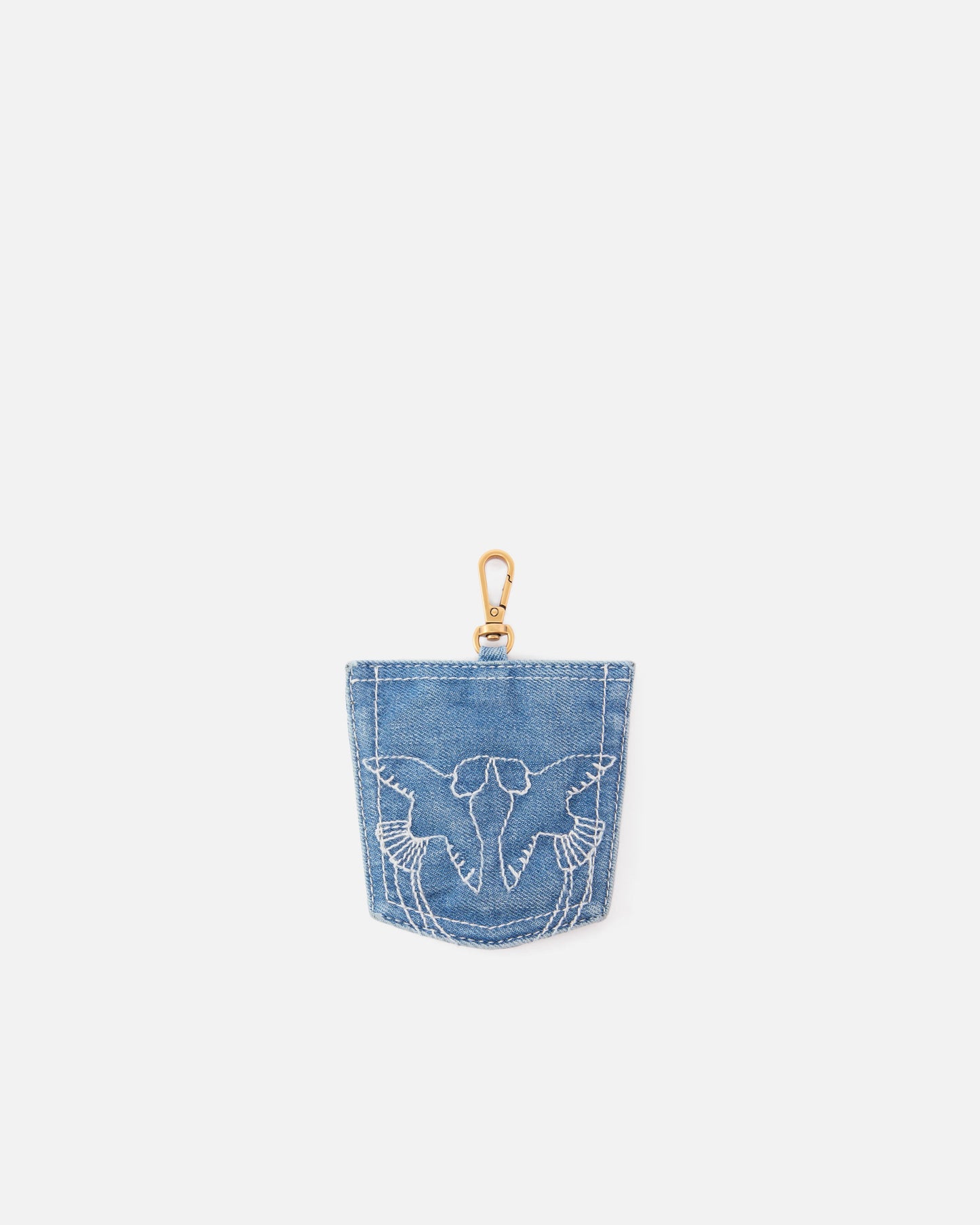 Pocket-shaped card holder charm in denim