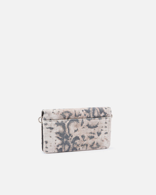 Love Bag Click Soft Horizontal Mini crossbody clutch in python-print suede