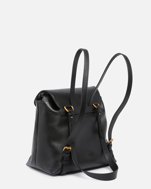 Medium Saddle Backpack in leather with logo rings