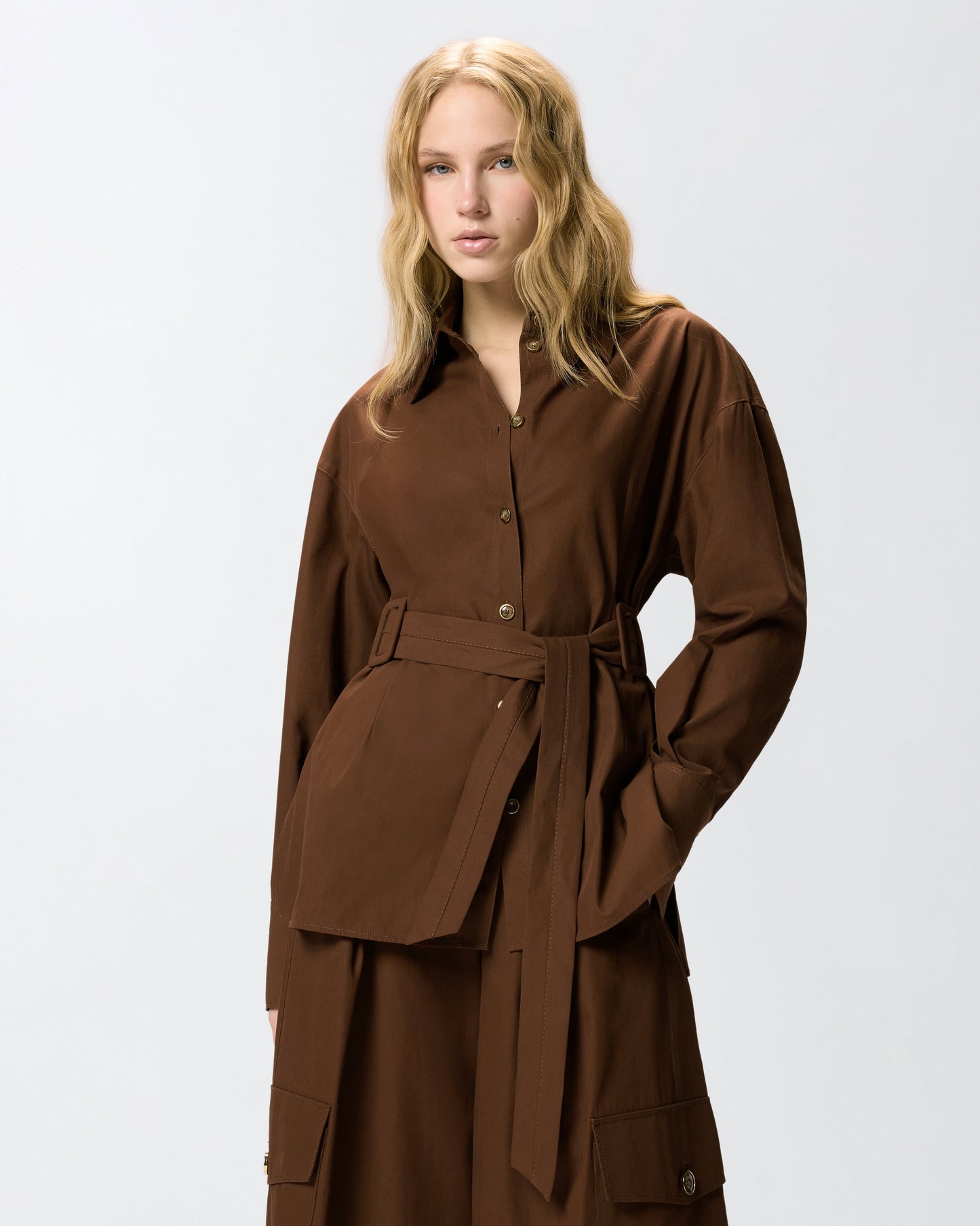 Cotton jacket with belt
