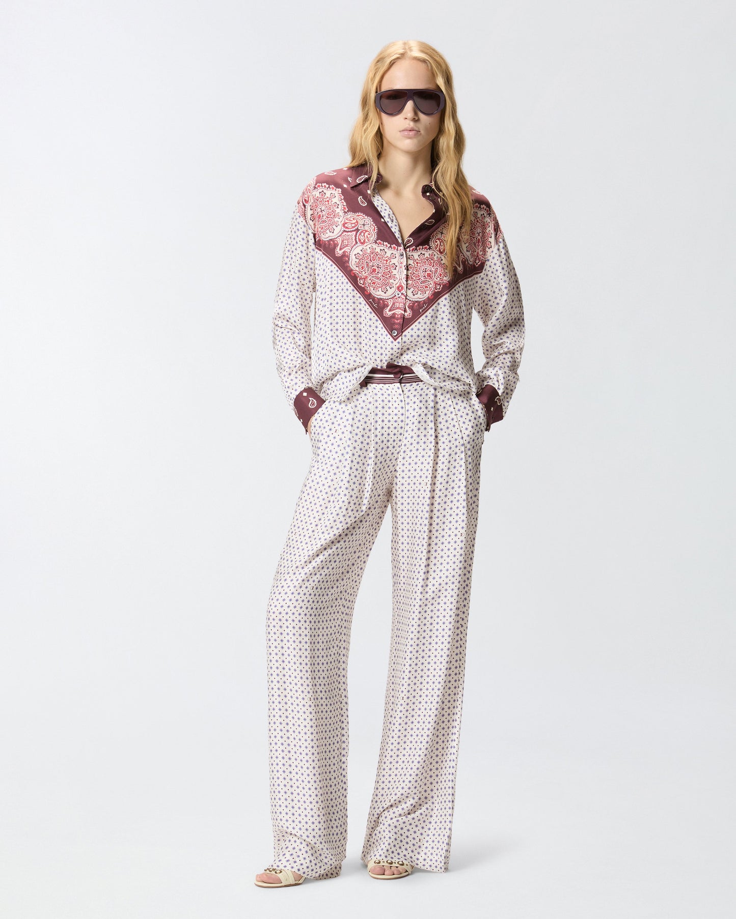 Shirt with tie motif and placed print