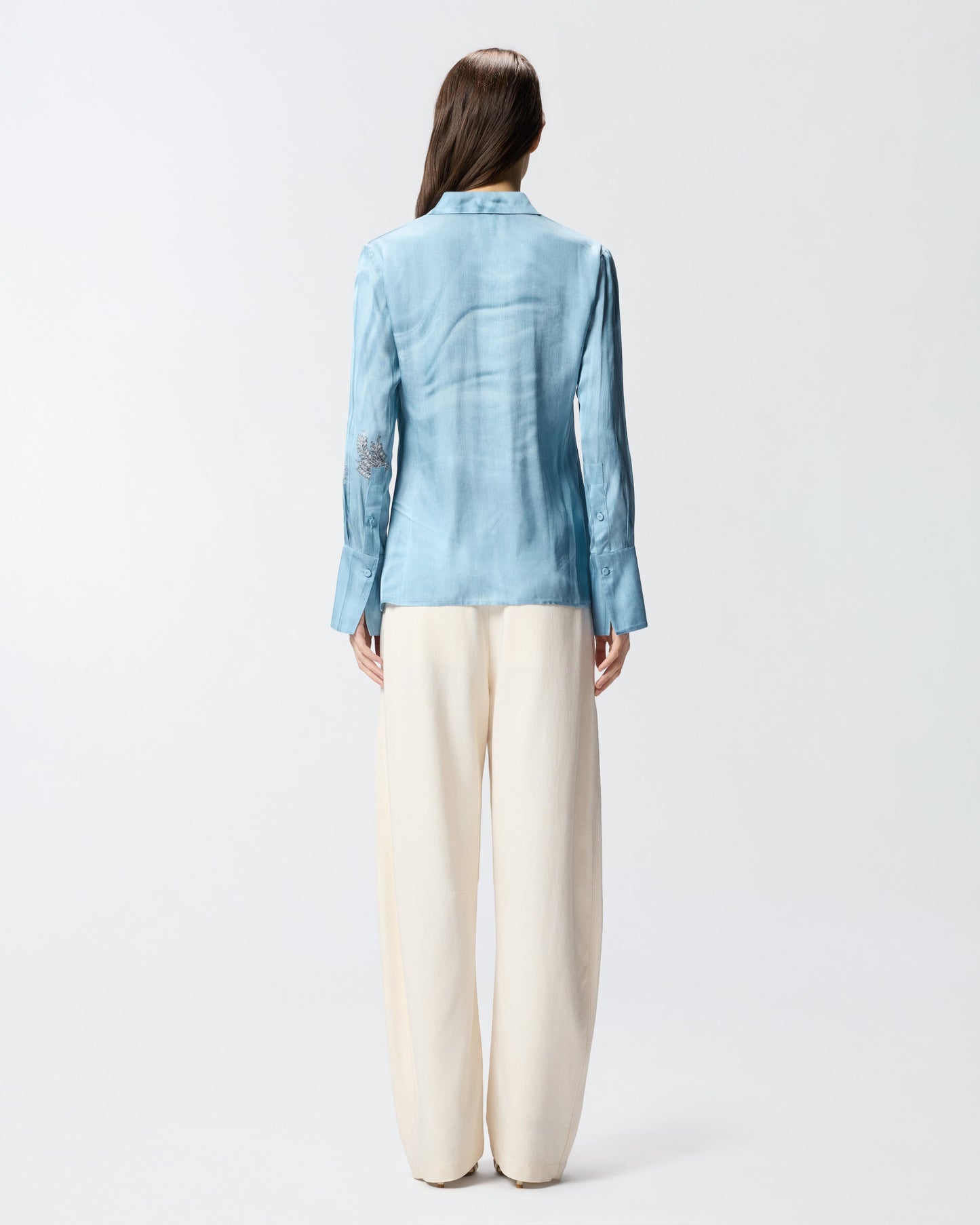 Fluid shirt with placed jewel print