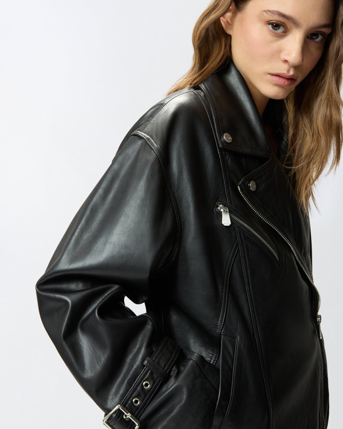 Leather biker jacket