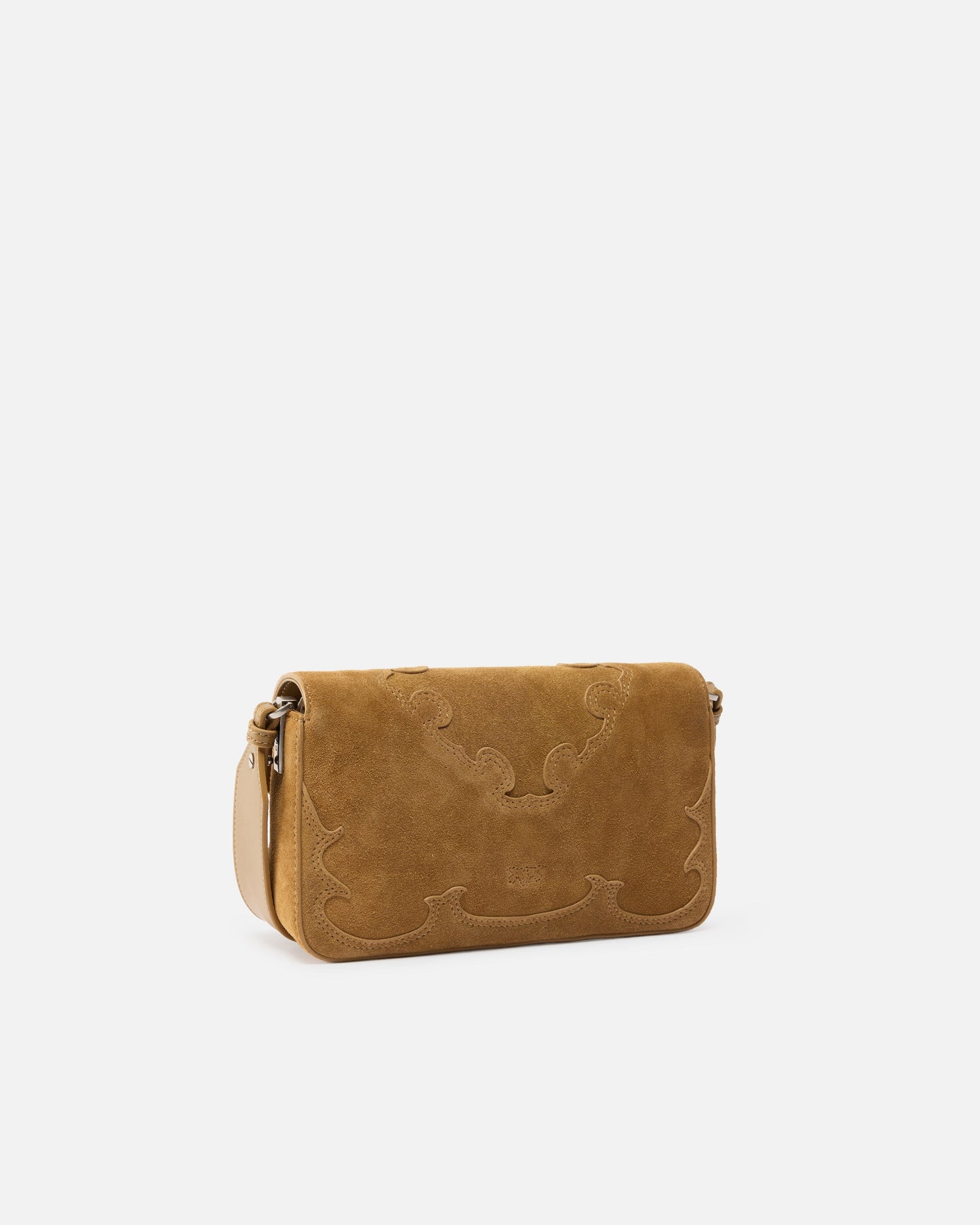 Mini Love Bag One Slouchy small shoulder bag in suede with inlays
