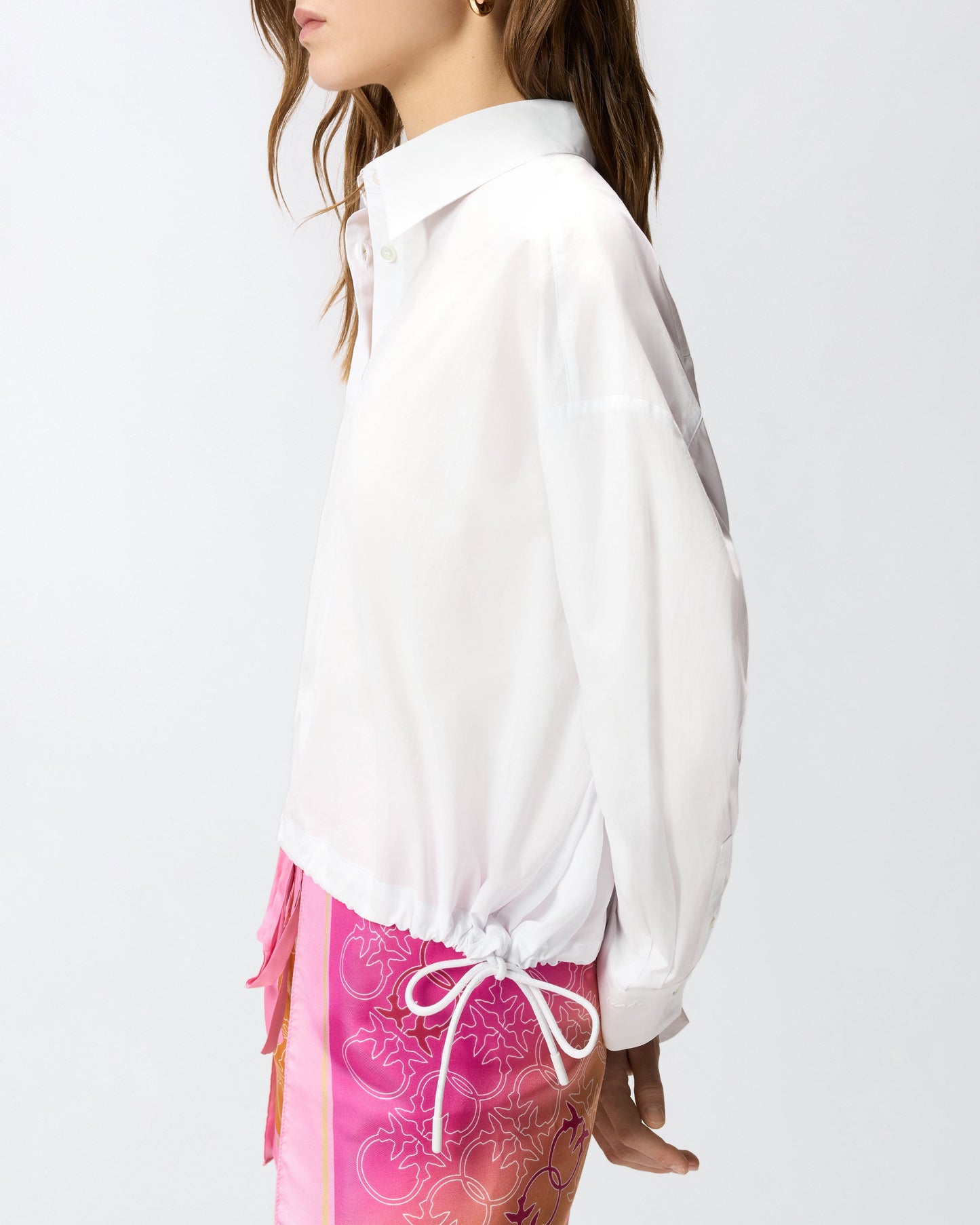 Cropped shirt in striped cotton with logo