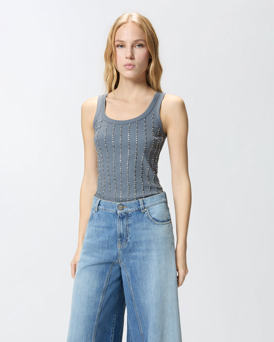Vest top with jewel details