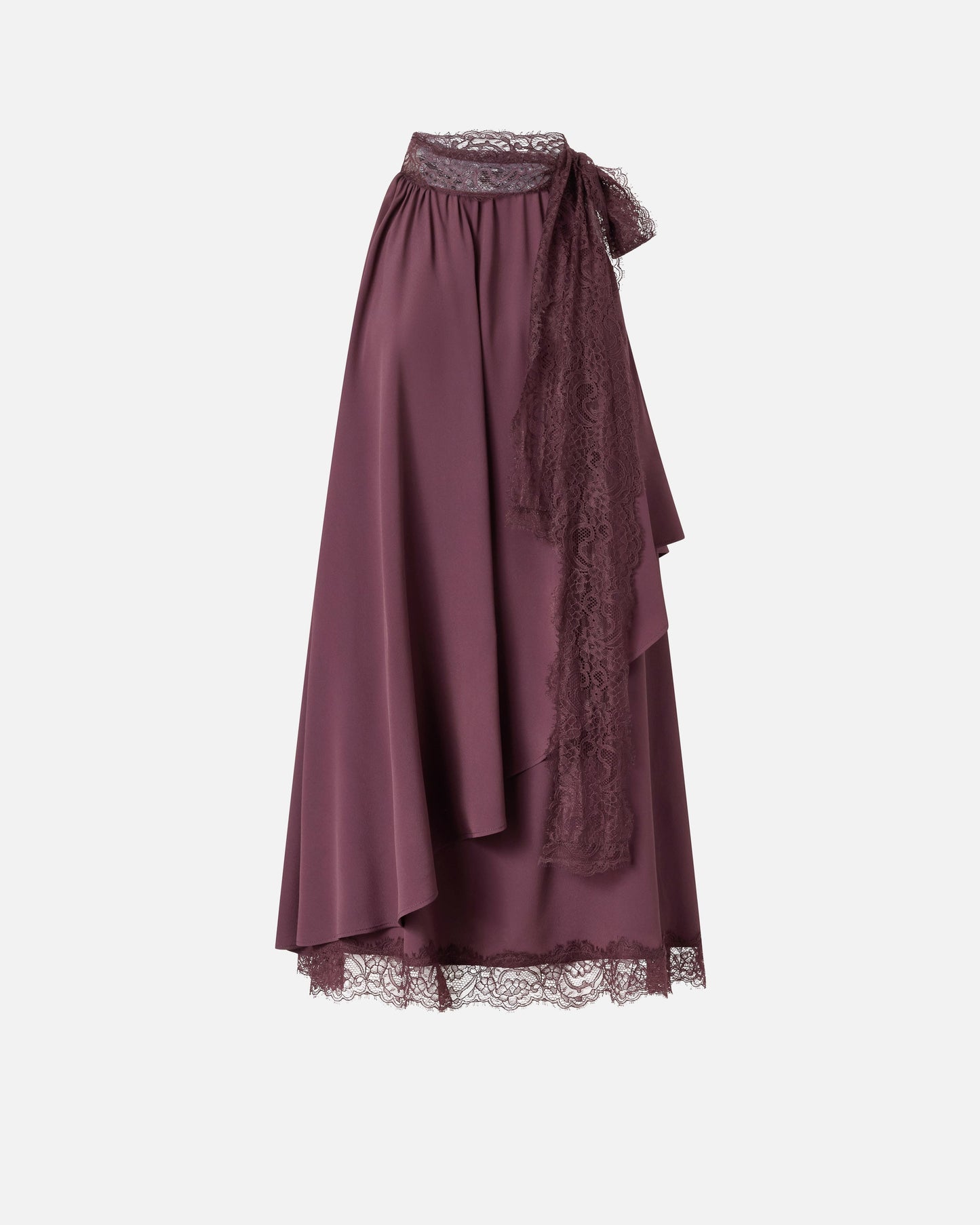 Dress in crêpe de Chine with lace inserts