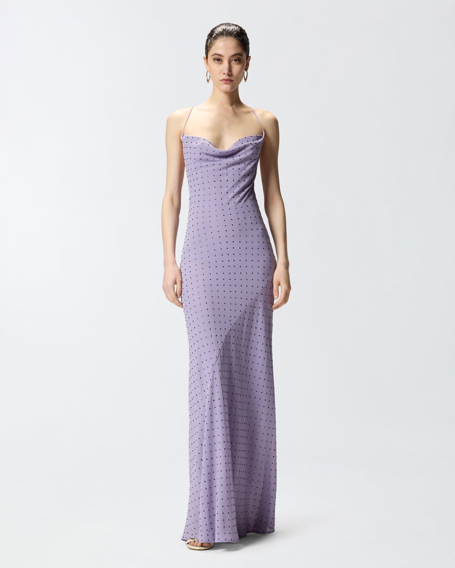 Long slip dress with rhinestones