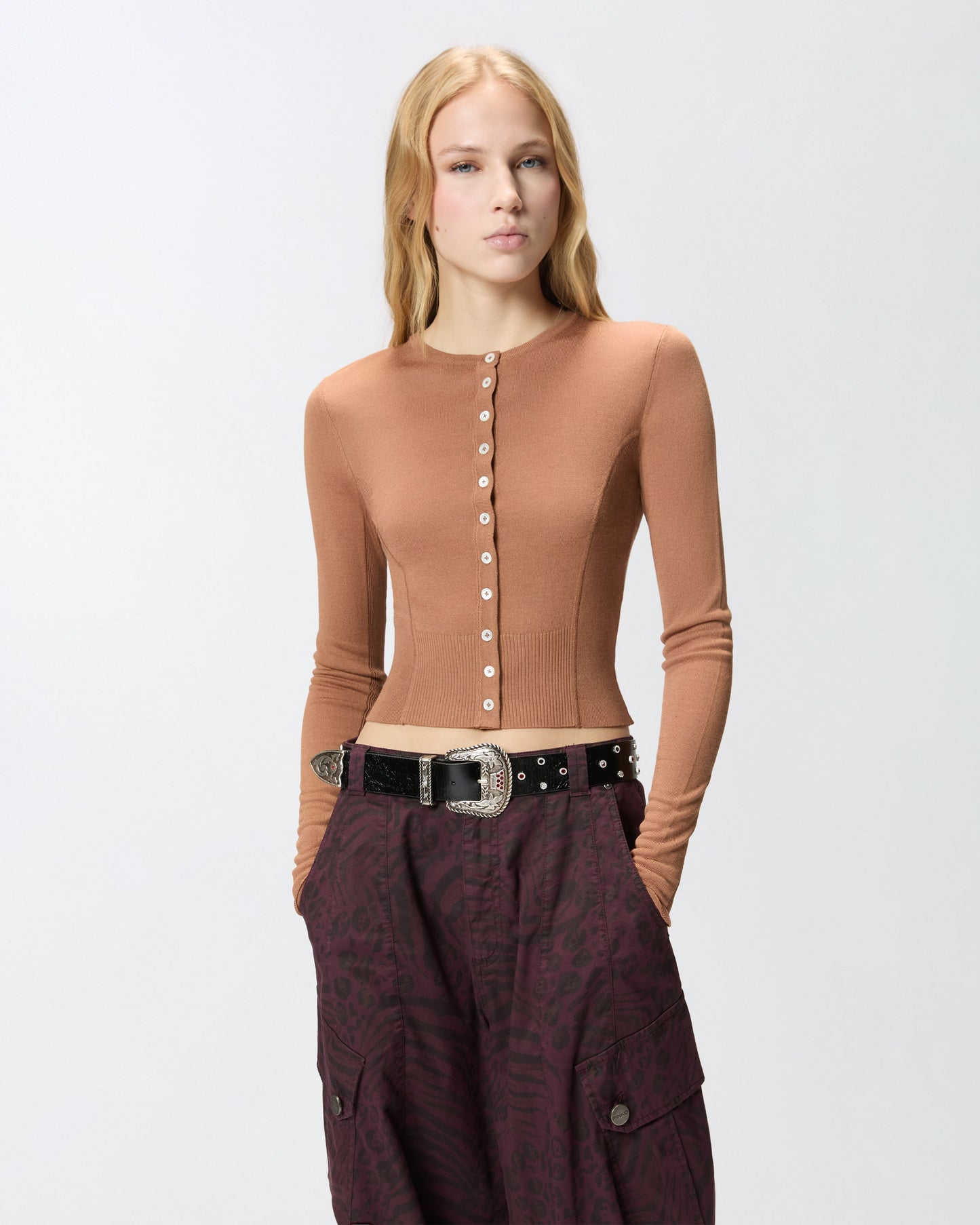 Cardigan with mother-of-pearl buttons