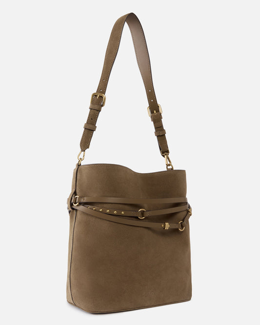Belt Bag medium shoulder bucket bag in suede