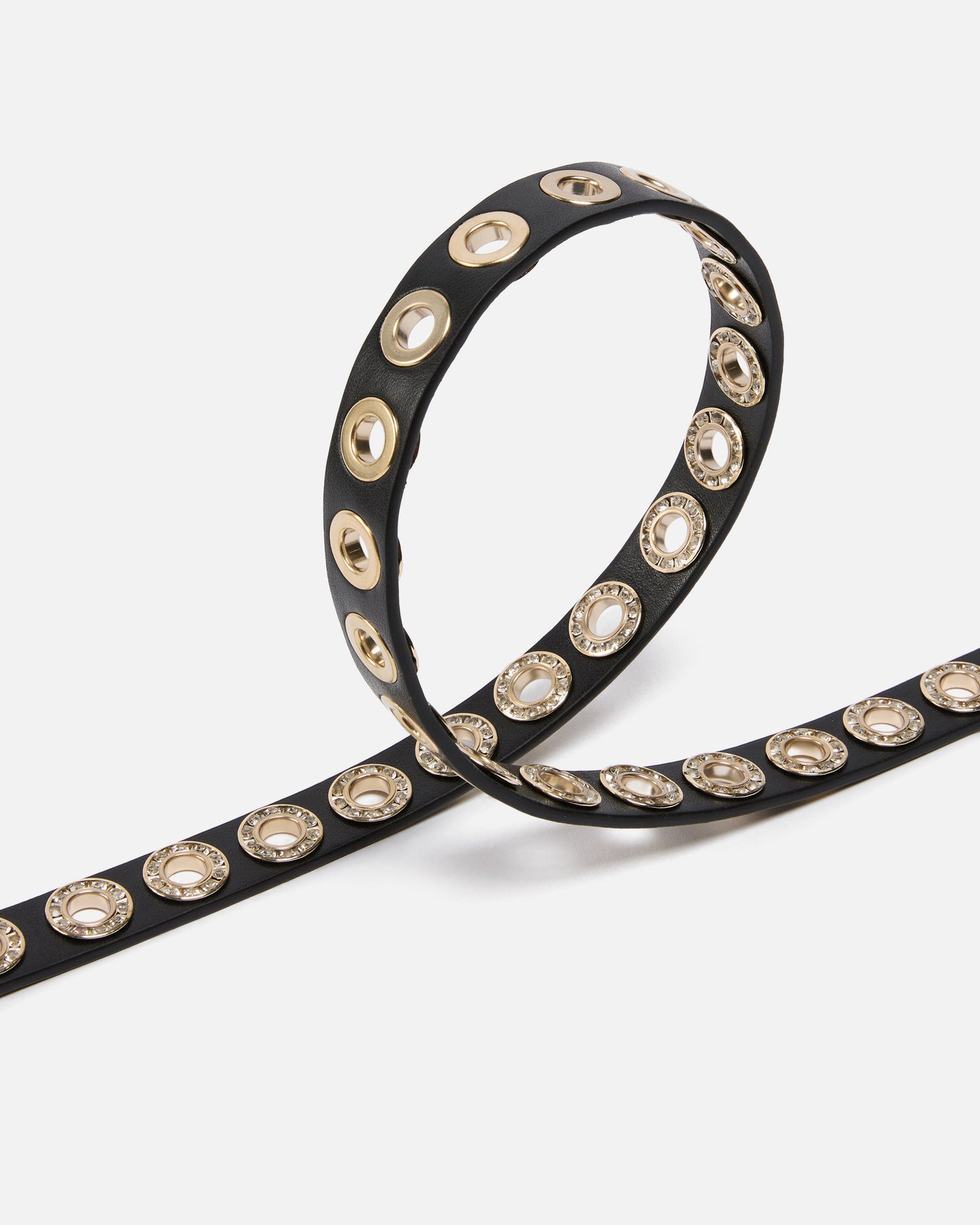 Leather belt with jewel eyelets, 2cm