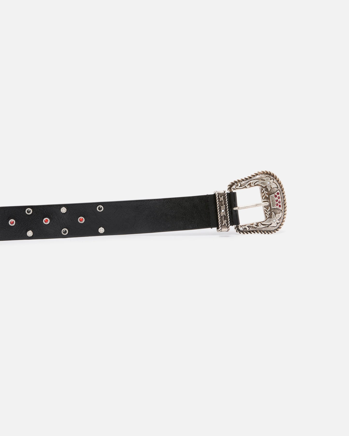 Leather belt with studs, 4 cm