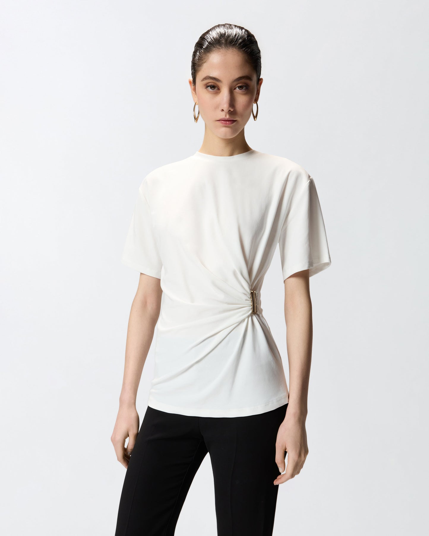 T-shirt with draping and gold detail